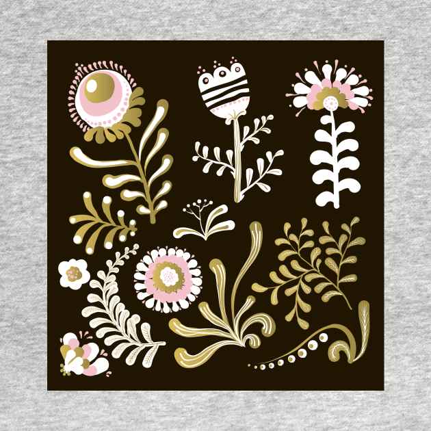 Elegance Seamless pattern with flowers, vector floral illustration in vintage style by Olga Berlet